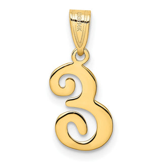 14k Yellow Gold E Script Initial Pendant