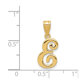 14k Yellow Gold E Script Initial Pendant