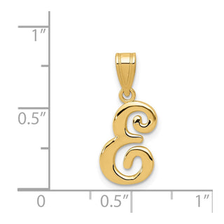 14k Yellow Gold E Script Initial Pendant