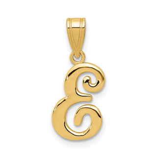 14k Yellow Gold E Script Initial Pendant