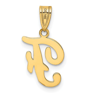 14k Yellow Gold F Script Initial Pendant