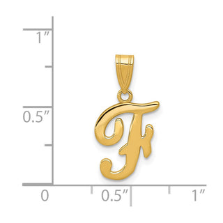 14k Yellow Gold F Script Initial Pendant