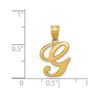 14k Yellow Gold G Script Initial Pendant
