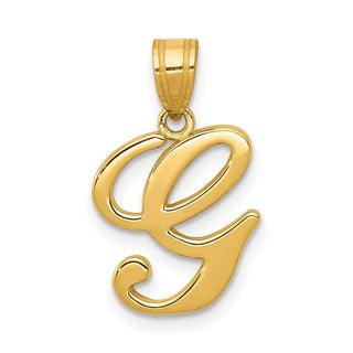 14k Yellow Gold G Script Initial Pendant
