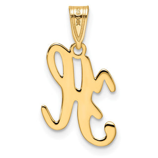 14k Yellow Gold H Script Initial Pendant