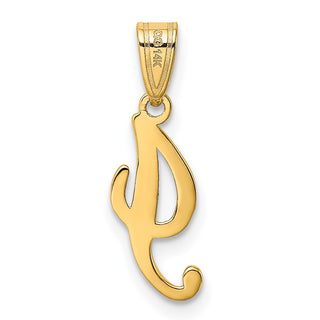 14k Yellow Gold I Script Initial Pendant