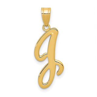 14k Yellow Gold J Script Initial Pendant