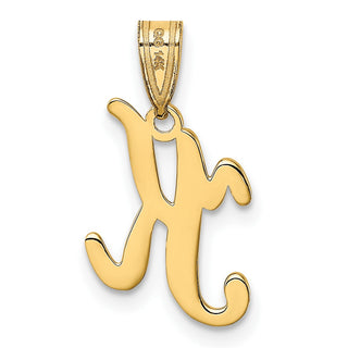 14k Yellow Gold K Script Initial Pendant