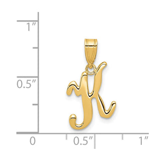 14k Yellow Gold K Script Initial Pendant