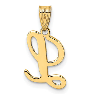 14k Yellow Gold L Script Initial Pendant