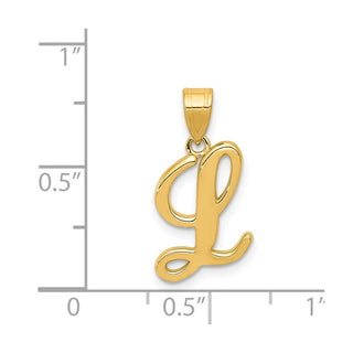 14k Yellow Gold L Script Initial Pendant