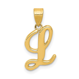 14k Yellow Gold L Script Initial Pendant