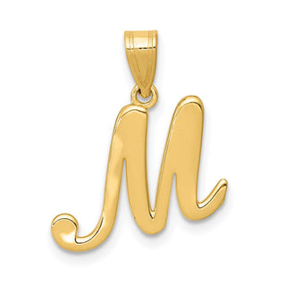 14k Yellow Gold M Script Initial Pendant