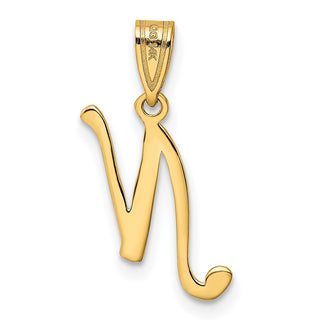 14k Yellow Gold N Script Initial Pendant