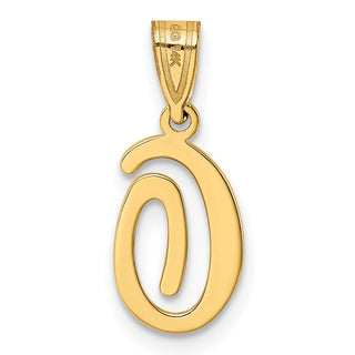 14k Yellow Gold O Script Initial Pendant