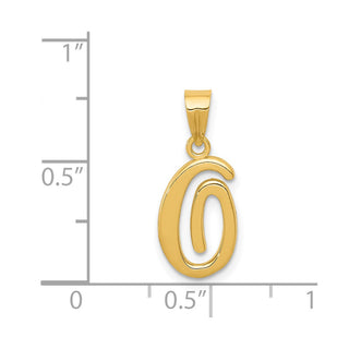 14k Yellow Gold O Script Initial Pendant