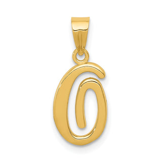 14k Yellow Gold O Script Initial Pendant