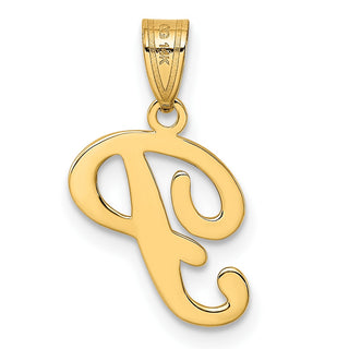 14k Yellow Gold P Script Initial Pendant