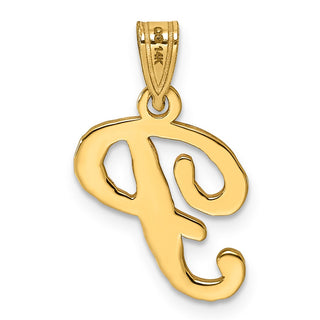 14k Yellow Gold P Script Initial Pendant