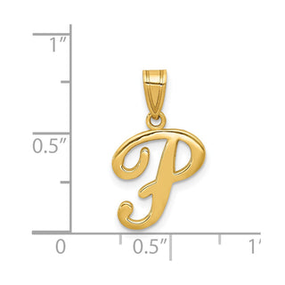 14k Yellow Gold P Script Initial Pendant