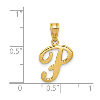 14k Yellow Gold P Script Initial Pendant