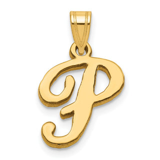 14k Yellow Gold P Script Initial Pendant
