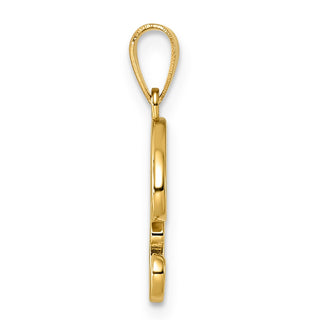 14k Yellow Gold R Script Initial Pendant