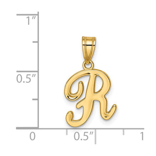 14k Yellow Gold R Script Initial Pendant