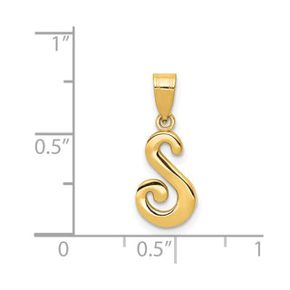 14k Yellow Gold S Script Initial Pendant