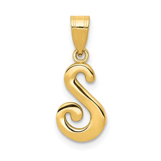 14k Yellow Gold S Script Initial Pendant