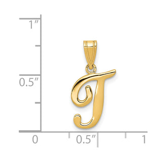 14k Yellow Gold T Script Initial Pendant