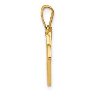 14k Yellow Gold V Script Initial Pendant