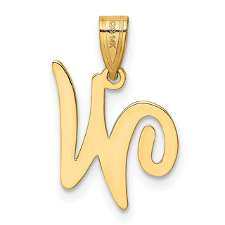 14k Yellow Gold W Script Initial Pendant