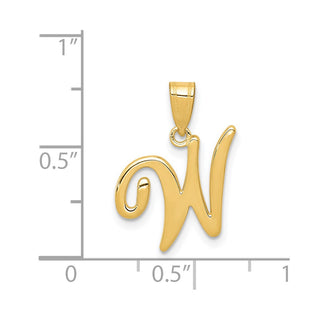 14k Yellow Gold W Script Initial Pendant