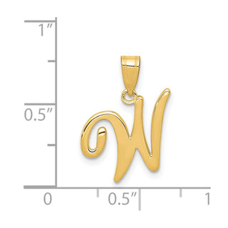 14k Yellow Gold W Script Initial Pendant
