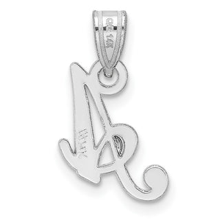 14k White Gold Script Letter A Initial Pendant