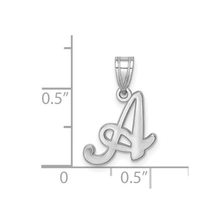 14k White Gold Script Letter A Initial Pendant