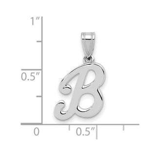14k White Gold Script Letter B Initial Pendant