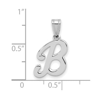 14k White Gold Script Letter B Initial Pendant