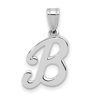 14k White Gold Script Letter B Initial Pendant