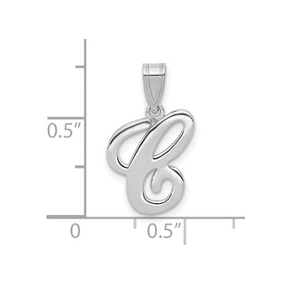14k White Gold Script Letter C Initial Pendant