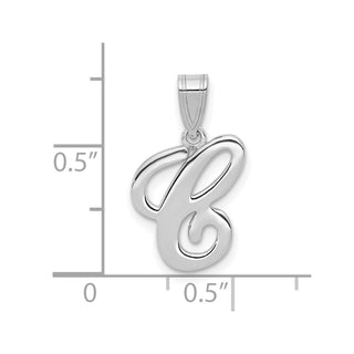 14k White Gold Script Letter C Initial Pendant