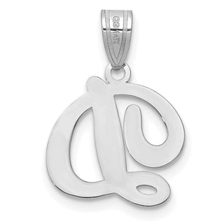 14k White Gold Script Letter D Initial Pendant