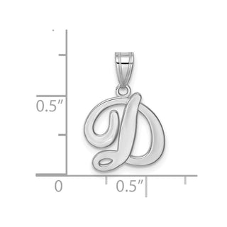 14k White Gold Script Letter D Initial Pendant