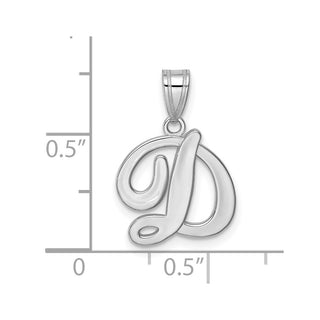 14k White Gold Script Letter D Initial Pendant