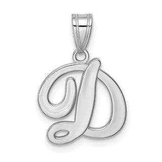 14k White Gold Script Letter D Initial Pendant