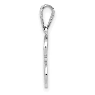 14k White Gold Script Letter E Initial Pendant