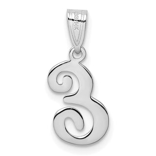 14k White Gold Script Letter E Initial Pendant