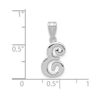 14k White Gold Script Letter E Initial Pendant