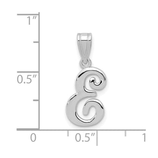 14k White Gold Script Letter E Initial Pendant